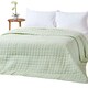 image 1 of Homescapes Cotton Quilted Reversible Bedspread Sage Green and Cream - 230 x 250 cm | Green