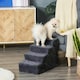 image 2 of PawHut Four-Step Portable Dog Stairs with Washable Plush Cover, Dark Grey