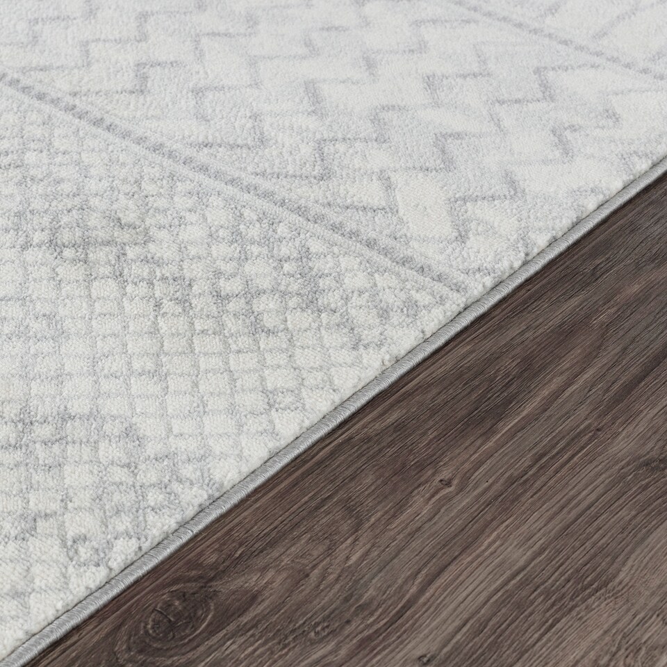 image 1 of LIVABLISS Monaco-Geometric Rug 80 x 220 cm | Grey Ivory