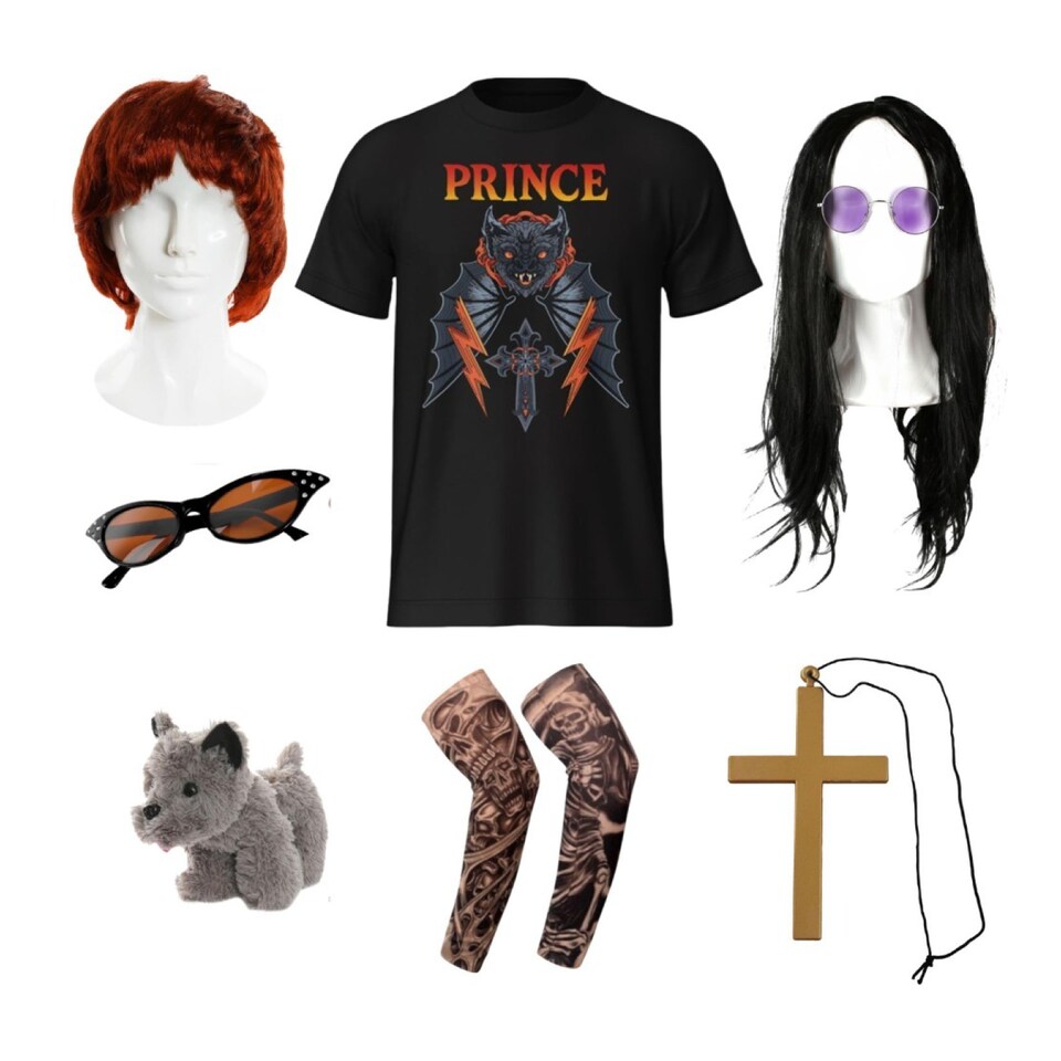 image 1 of Osbourne Couple Costume Set with T-Shirt | Multi | XL