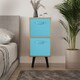 image 3 of Beech 2-Tier 2-Drawer Cube Shelving Unit with Scandinavian Legs | Blue | Sky Blue & Black | 1