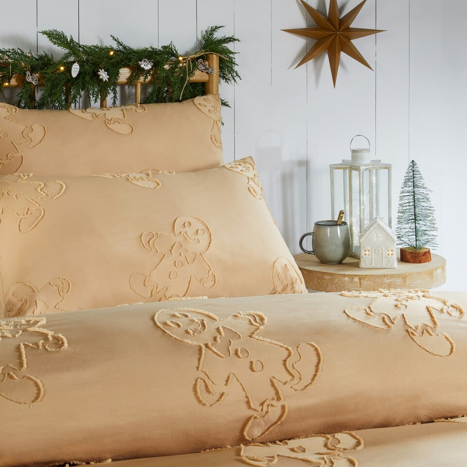 image 1 of Duvet Day Gingerbread Tufted Soft Touch Double Duvet Set | Orange | Double | 1
