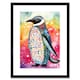 image 1 of Cute Colourful Spotted Penguin Animal Folk Art 9x7" Black Framed Wall Art Print
