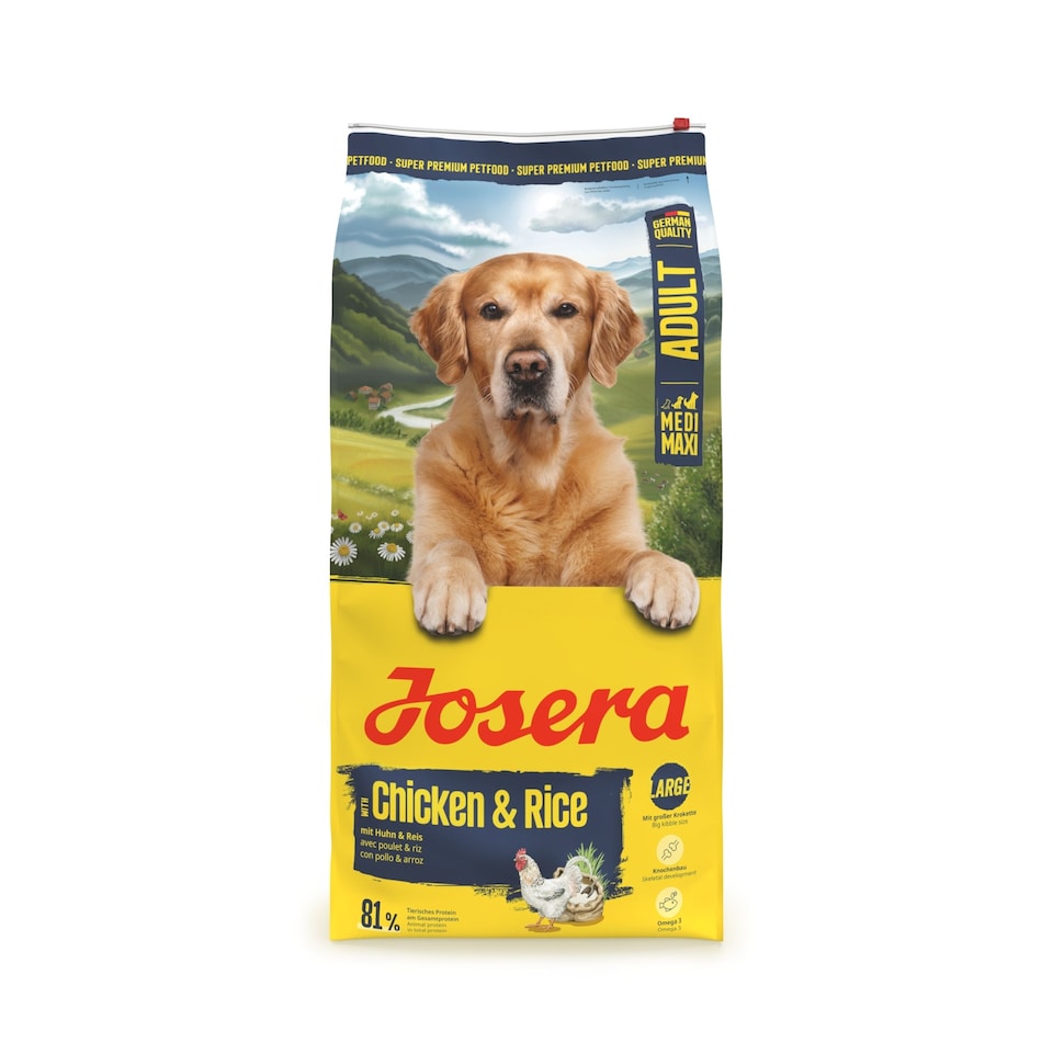 image 1 of Josera Medi/Maxi Adult Chicken & Rice complete dry dog food | Medium & large breeds | Lots of meat | Salmon Omega 3 | Joint care | Gluten-free |  12.5kg