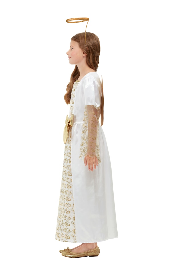 image 1 of White Angel Girls Fancy Dress Christmas Nativity Kids Festive Costume Outfit New(10-12 Years)