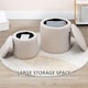 image 5 of HOMCOM Set of 2 Round Ottoman with Storage, Fabric Vanity Stool for Makeup, Footrest Stool with Removable Lid for Living Room & Bedroom, Cream White