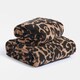 image 3 of OHS 2 Pack Luxury 100% Cotton Leopard Jacquard Absorbent Quick Drying Hand Towel Cream | Natural | Hand towel