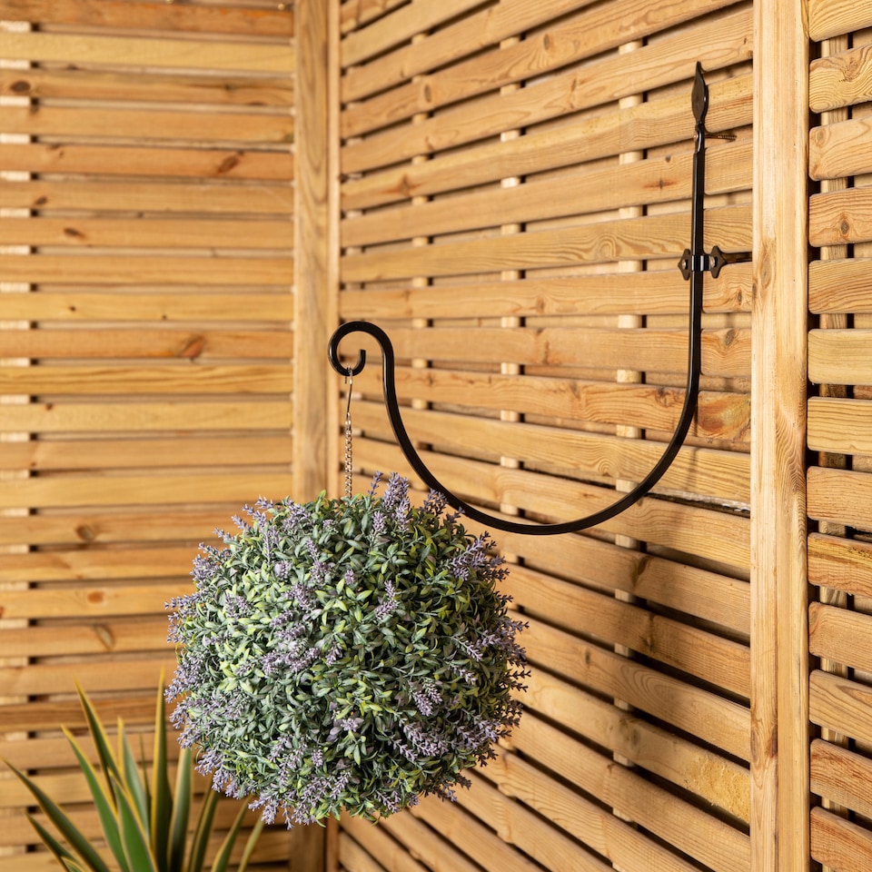 image 1 of Tom Chambers Heavy Duty Handcrafted Metal 38cm Black Wall Bracket Hook For Garden Hanging Basket Bird Feeder | Black | Black