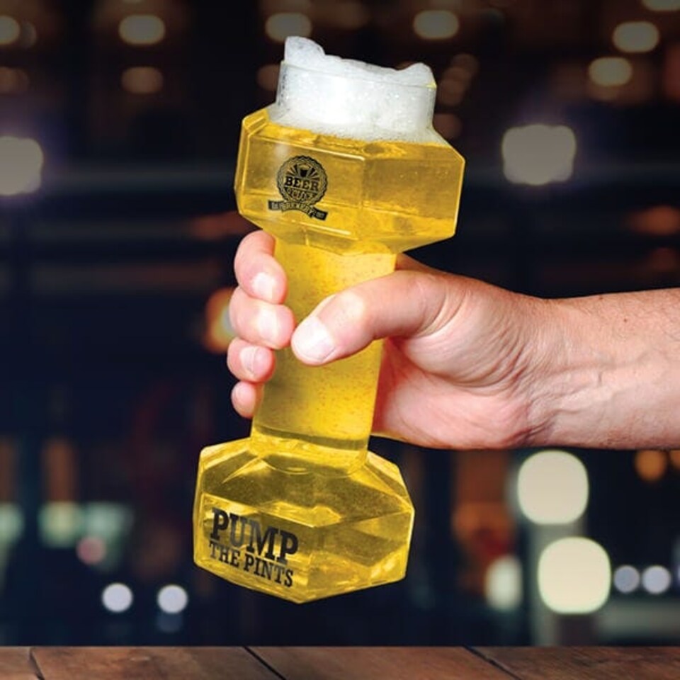 image 1 of Beer O'Clock Dumbbell Beer Glass