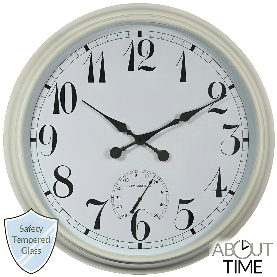 image 1 of Primrose Outdoor Garden Wall Clock with Thermometer Big Time 90cm Diameter