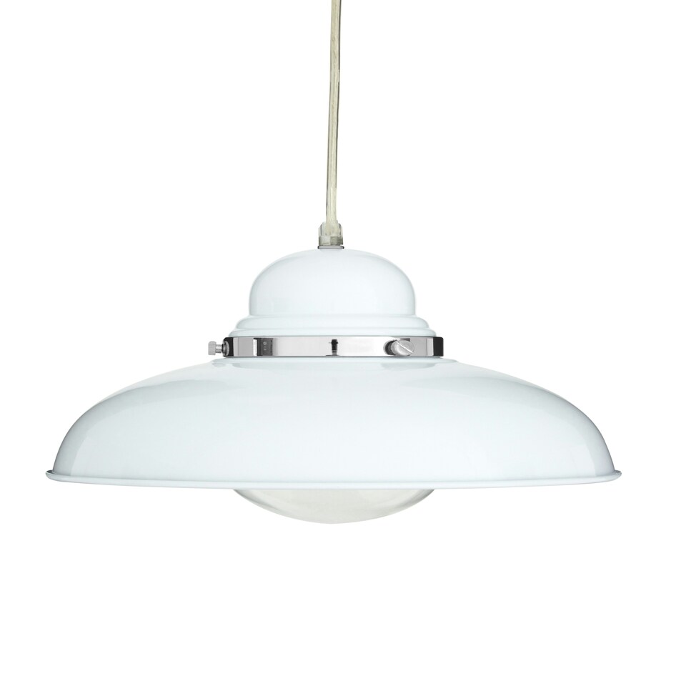 image 1 of Interiors by Premier Jasper White Finish Pendant Light with Chrome Detail