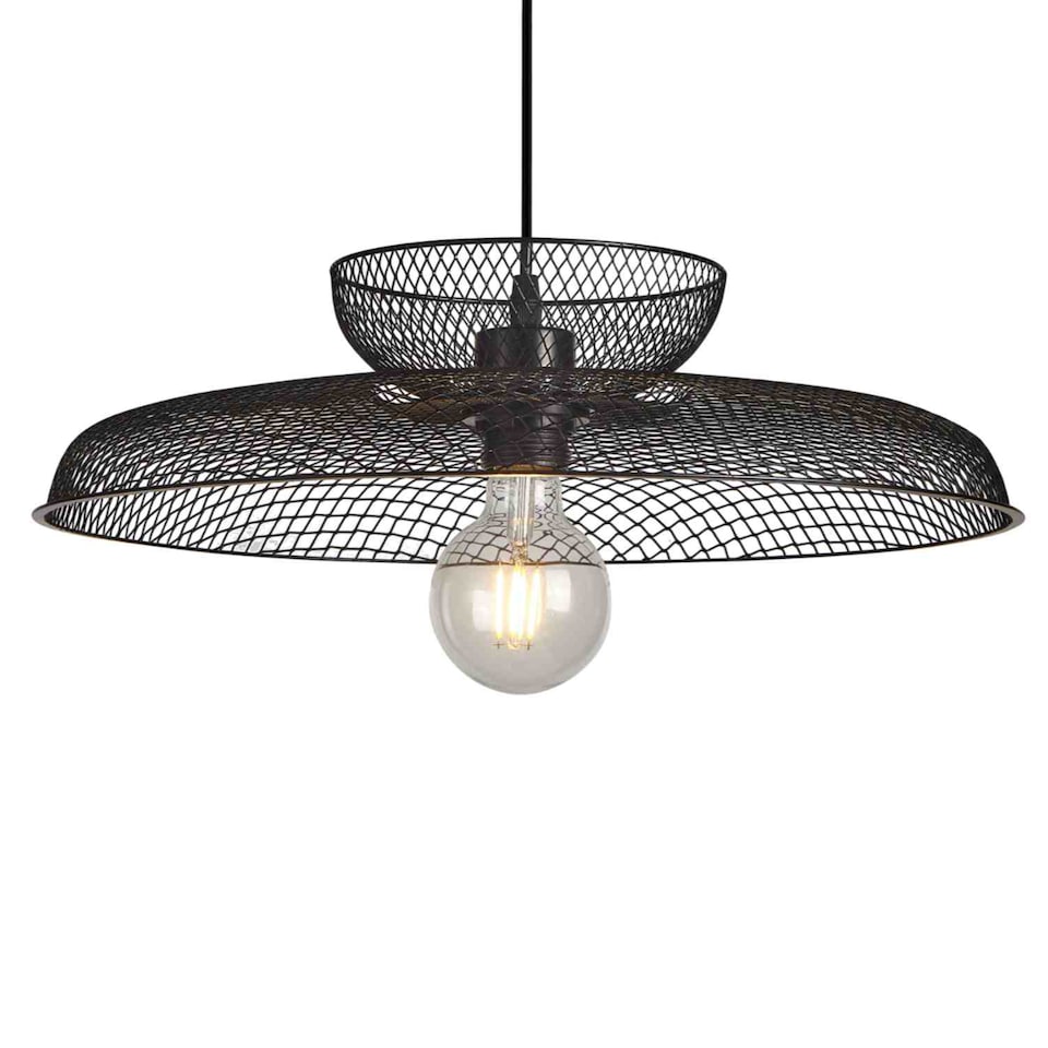 image 1 of Set of 2 Cassidy - Two Tier Black Mesh Ceiling Pendant Lights | Black | 2
