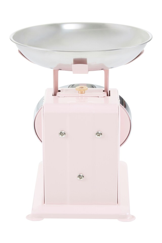 image 1 of Interiors By Premier Premium 3kg Pastel Pink Retro Kitchen Scale, Retro Kitchen Scale, Iron Steel Constructed Baking Scale