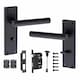 image 1 of Golden Grace Victorian T-Bar Straight Door Handles Bathroom WC Toilet Complete in Matt Black with (GG) Bathroom Mortise Lock & 1 Pair of 3" Ball Bearing Hinges Black