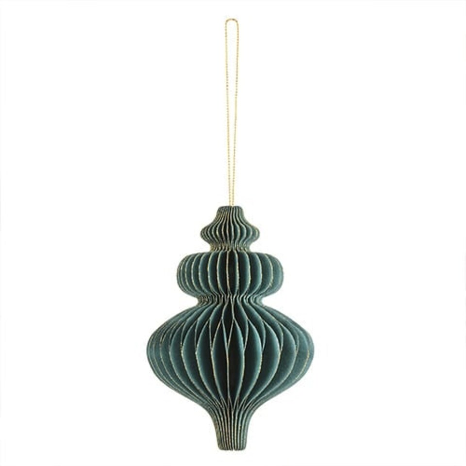 image 1 of Bottle Green Honeycomb Icicle Hanging Paper Bauble Decoration 15cm