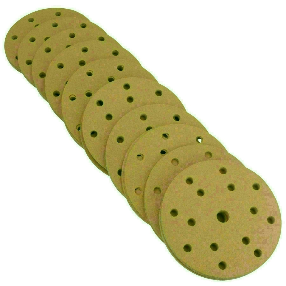 image 1 of 150mm Sanding Discs Aluminium Oxide Abrasive 240 Grit 15 Hole Hook + Loop 500pc