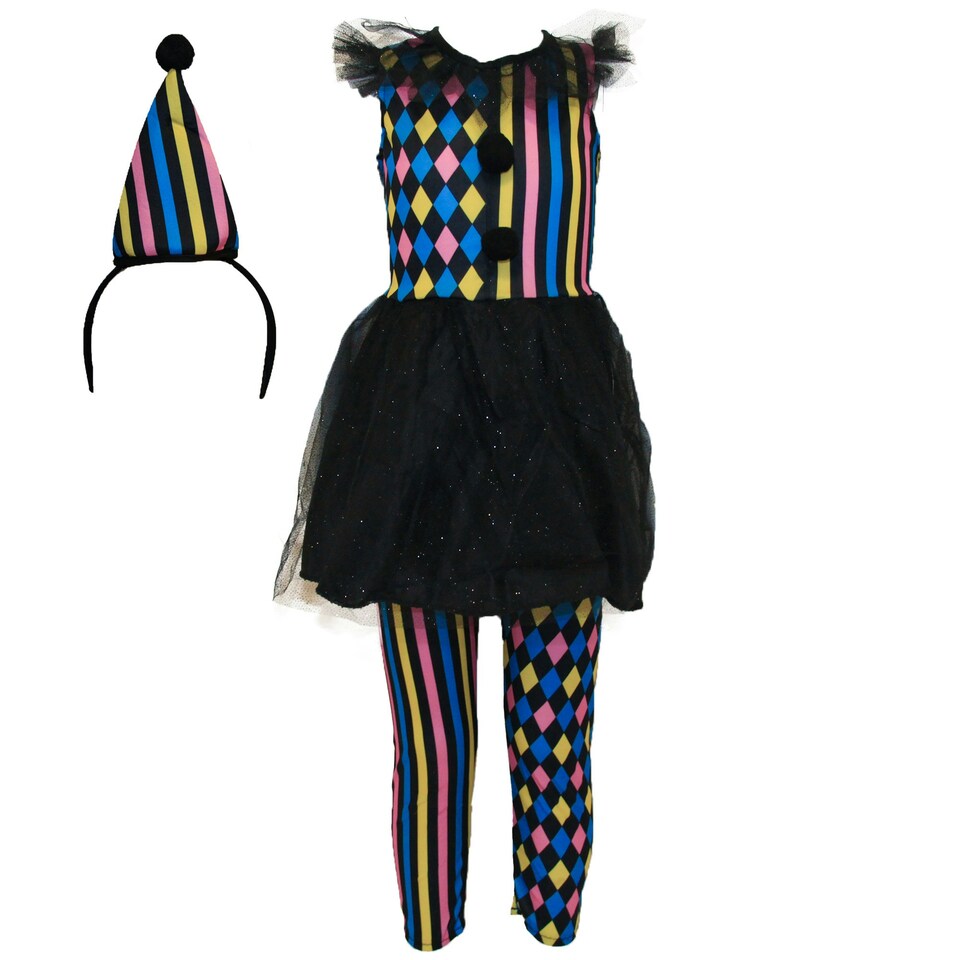 image 1 of Bristol Novelty Children/Kids Quarter Sawn Clown Girl Costume - Black - S S