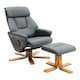 image 1 of Living and Home Swivel Faux Leather Lounge Recliner with Ottoman Grey