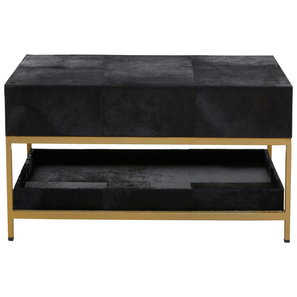 image 1 of Kensington Townhouse Hair On Hide Black And Gold Coffee Table Black