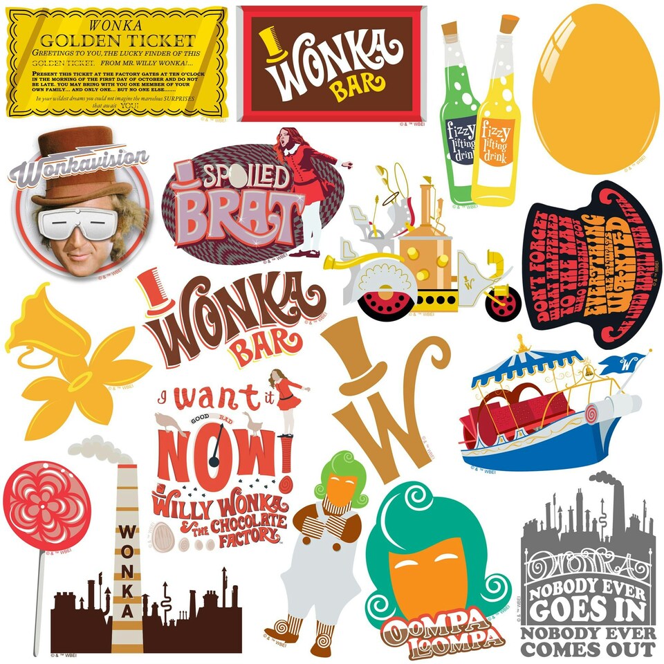 image 1 of Willy Wonka & The Chocolate Factory Deluxe Stickers (Pack of 100) - Multicoloured - One Size