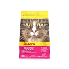 Josera Indoor complete cat food | For sterilised or indoor adult cats | Grain-free | Lower calorie | Weight Management | Omega 3 | Urinary pH | 0.4kg