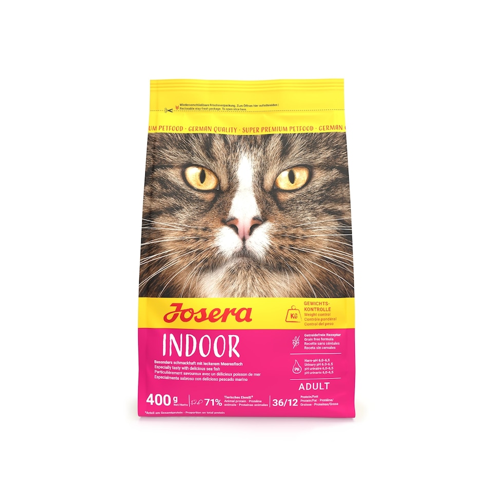 image 1 of Josera Indoor complete cat food | For sterilised or indoor adult cats | Grain-free | Lower calorie | Weight Management | Omega 3 | Urinary pH | 0.4kg