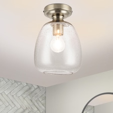COSYLYTE Buxton Bathroom Light Classic Bubble Glass Ceiling Light - Antique Brass Base | Gold | Antique Brass | 1