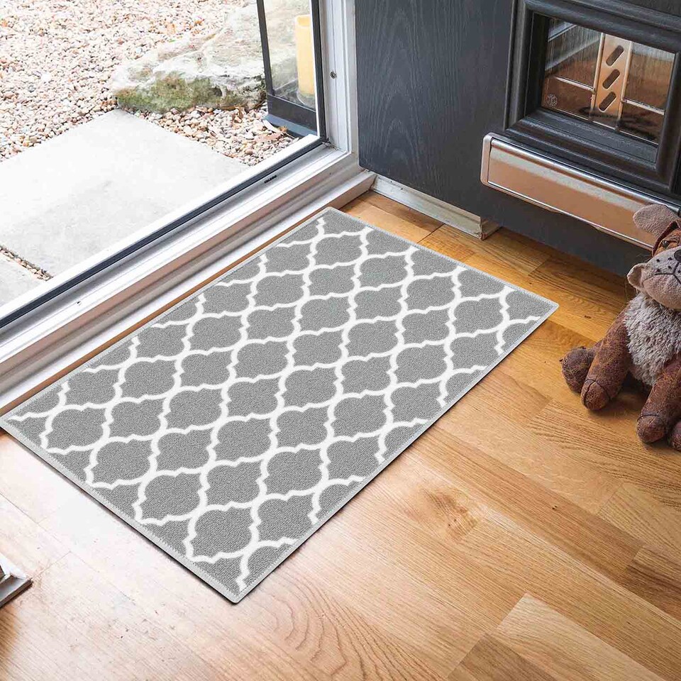 image 1 of Machine Washable Trellis Design Anti Slip Doormats - Runners