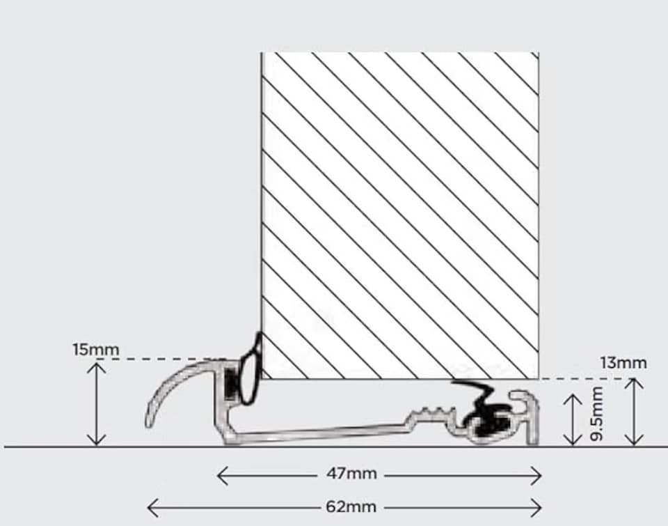 image 1 of Exitex Macclex 15/2 Aluminium Door Threshold Draught Excluder Cill for 44mm Doors, 914mm | Black