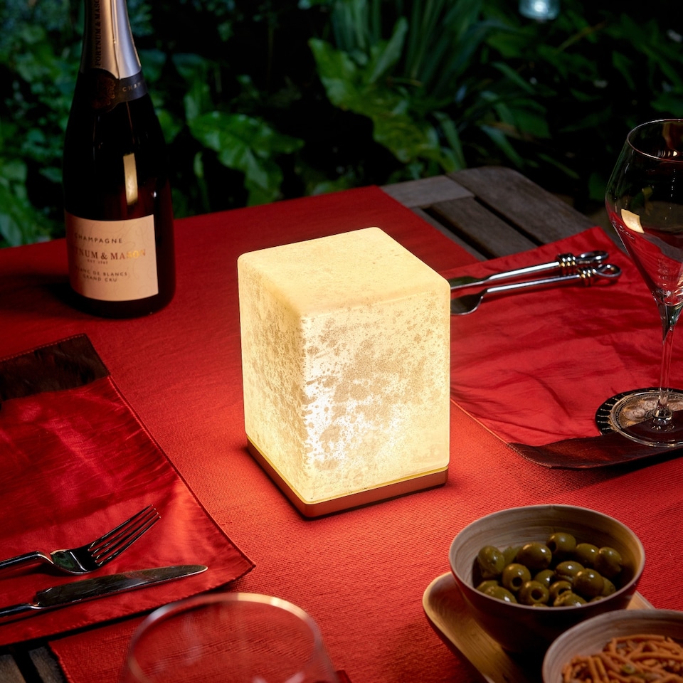 image 1 of Omniance Delphine Rechargeable Wireless Table Lamp with Remote | Cream