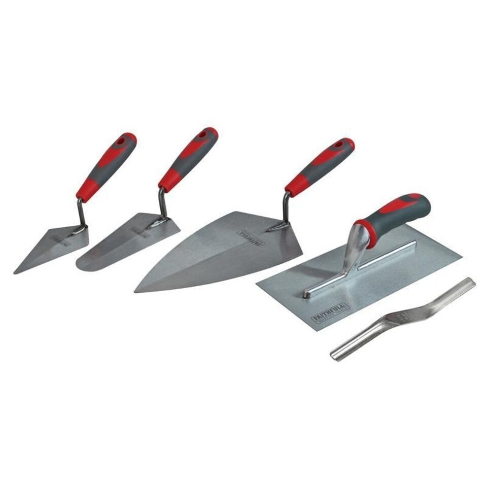 Faithfull Soft Grip Handle Trowel Pack 5 Piece - Multi Colour - One Size