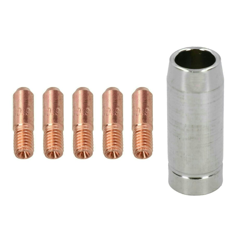 image 1 of 1.0mm Mini Contact Tips 5pk & Shroud Hobby Welding Torch Welder MIG Gas
