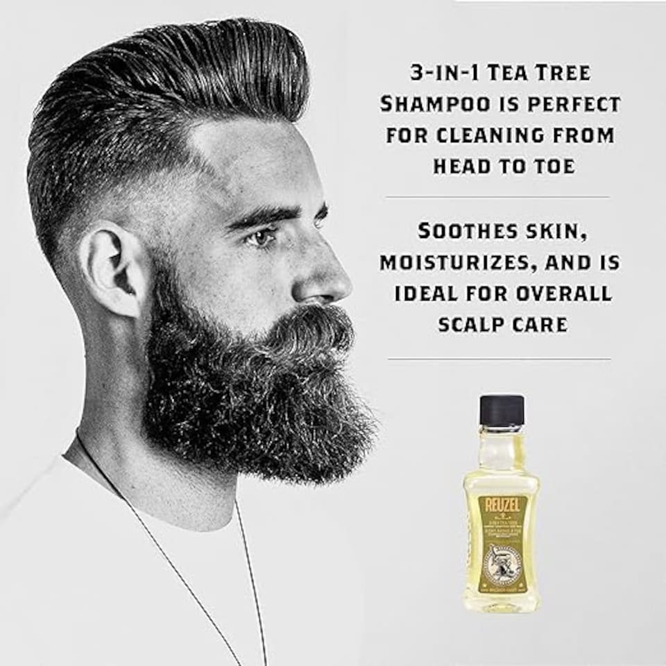 image 1 of Reuzel 3In1 Tea Tree Shampoo Cleanses Hair and Body Soothes and Moisturizes Your Skin and is Ideal for Overall Scalp Care Rinses Clean and Can Be Used Daily Vegan Formula 1000 ml