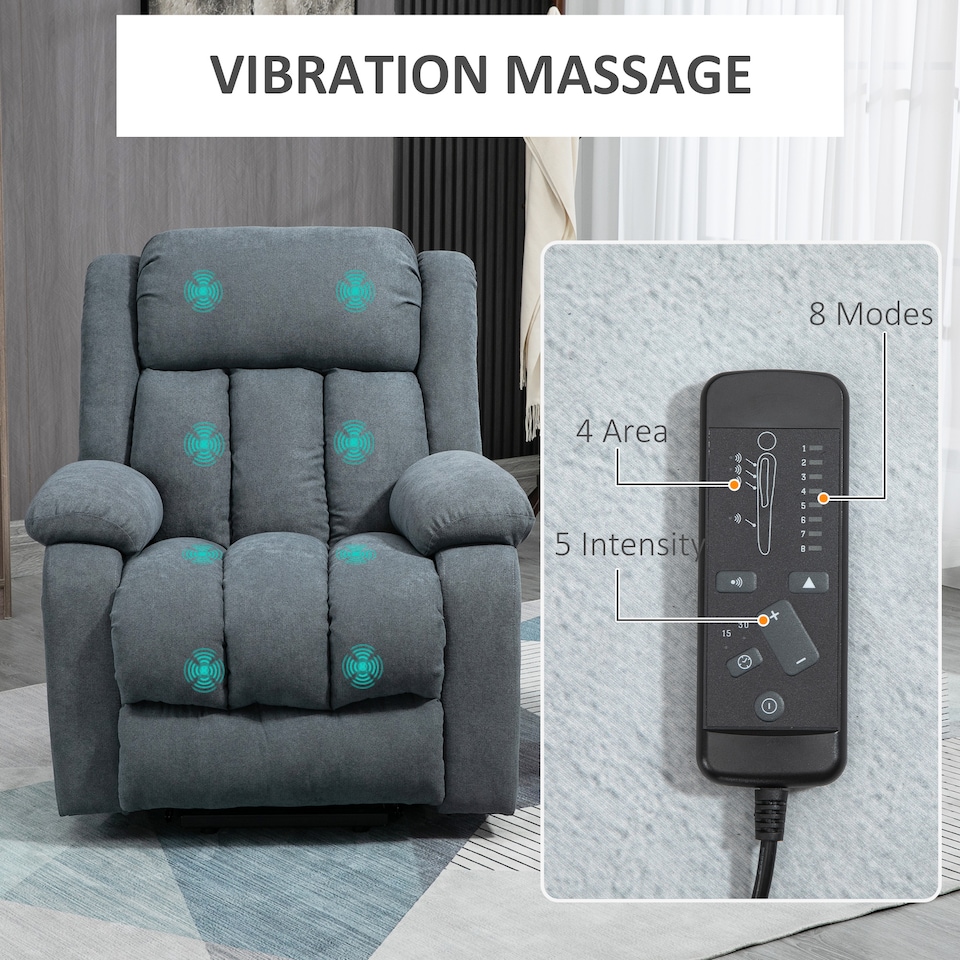 image 1 of HOMCOM Power Lift Recliner, Lift Chair with Vibration Massage, Dark Grey