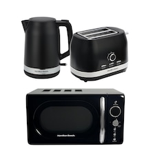 Hamilton Beach Ella Black Kettle, Toaster & Microwave Set
