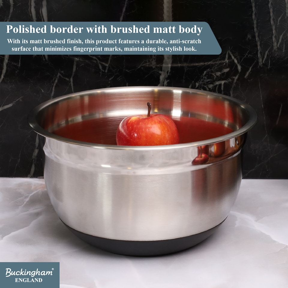 image 1 of Buckingham Deep Salad Mixing Bowl with Black Silicone Base 21.5 cm , 2.7 Litre