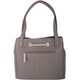 image 3 of Genuine Soft Leather Contrast Drawstring Tote Style Shoulder Handbag Brown | Taupe