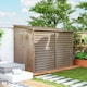 image 8 of Outsunny 5 x 9ft Galvanised Metal Garden Shed with Foundation Kit, Outdoor Leanto Shed, Tool Storage House with Lockable Doors, Gloves and 2 Air Vents for Patio, Garden, Brown | Brown | 143W x 270D x 202H cm