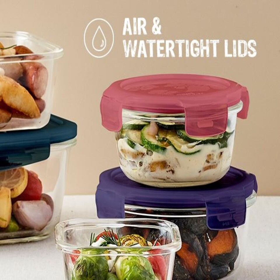 image 1 of LocknLock Eco Glass Food Container Dishwasher Safe Round Storage Box - 950 ml