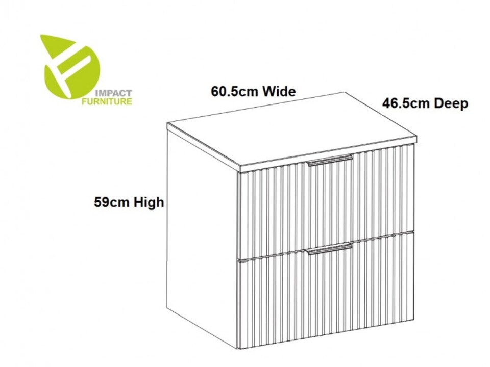 image 1 of Bathroom Vanity Unit Countertop 600mm Ribbed Textured Black Wall Hung Floating Cabinet - Adel