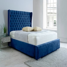 Salva Plush Small Double Bed Frame - Blue