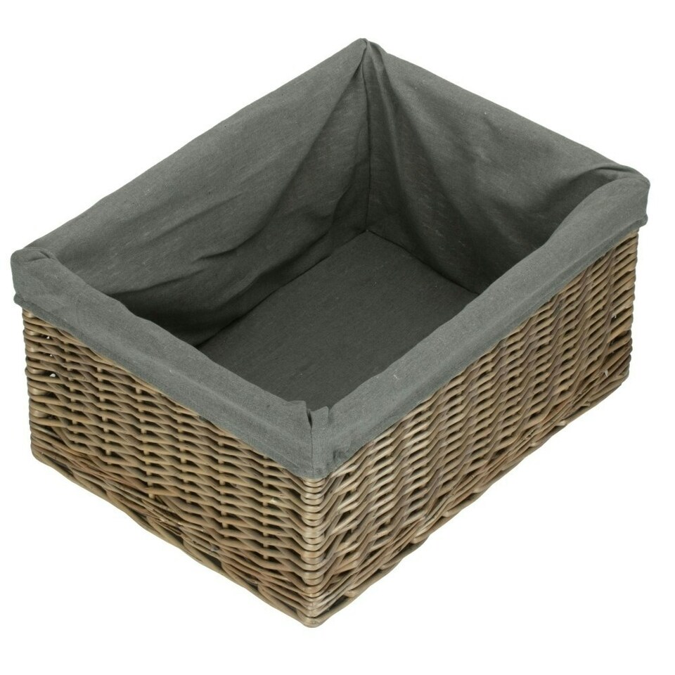 image 1 of Jumbo Antique Wash Storage Basket with Grey Sage Lining Grey | Grey | One Size
