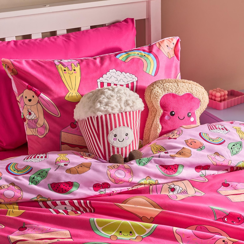 image 1 of OHS Kids Sweetie Pies Reversible Bedding Set Duvet Cover with Pillowcase | Pink | Magenta | Double