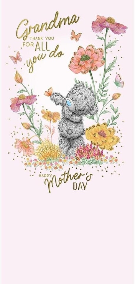 image 1 of Bear And Butterflies Thank You Grandma Mother's Day Card