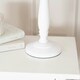 image 1 of ValueLights Victoria White Wood Traditional Stem Table Lamp with Navy Blue Fabric Drum Shade