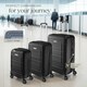 image 4 of Suitcase Luggage Set - L, M & S sizes, ABS plastic, swivel wheels, combination lock Black