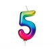 image 2 of Anniversary House Age 5 Metallic Numeral Moulded Pick Candle Rainbow