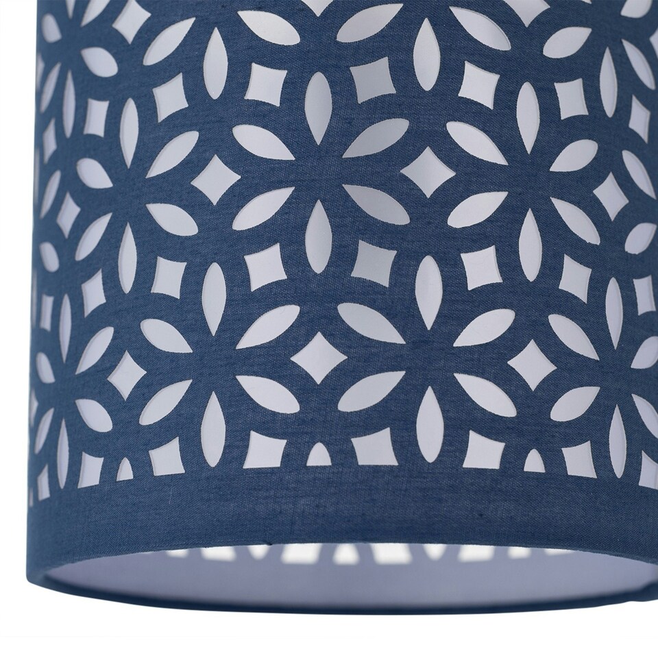 image 1 of First Choice Lighting Chrome Touch Operated Table Lamp with Navy Blue Cut Out Shade Chrome | Blue