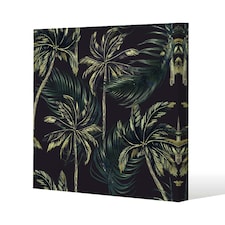 Green Palm on Black (Canvas Print) 127 x 127 x 4cm