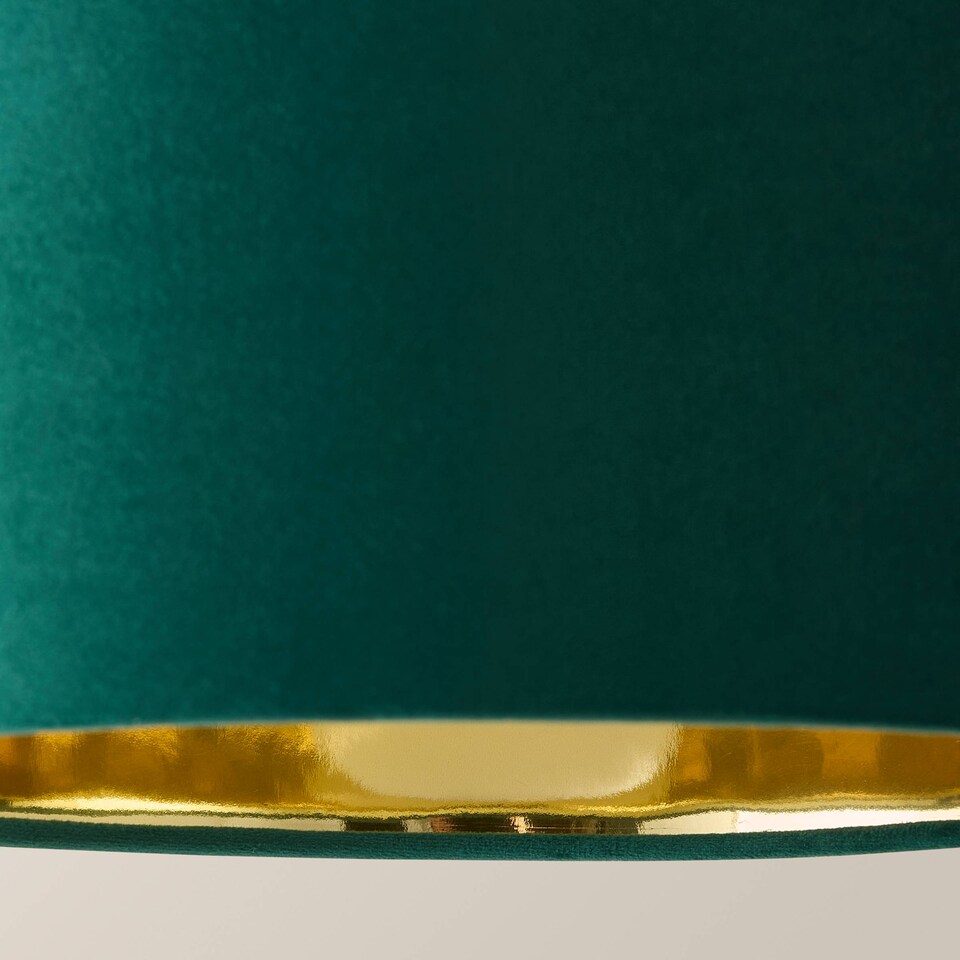 image 1 of ValueLights Reni Small Forest Green Velvet Chrome Inner Lamp Shade | Green